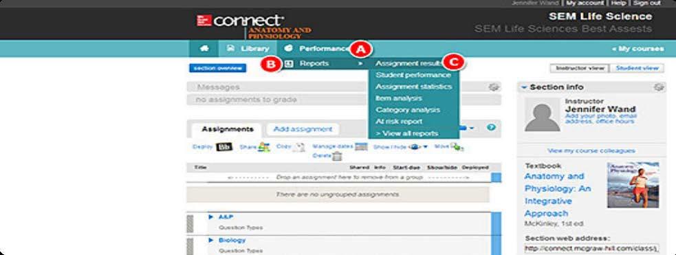 Section 8: Reports Connect Reports - Continued Item Analysis The Item Analysis report is the best way to get a bird s-eye view of a single assignment.