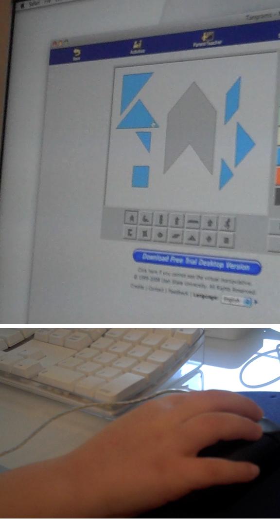 non haptic channel such as solving a tangram puzzle on a tangible interface with a multi touch screen (iphone or interactive table in future studies) vs.