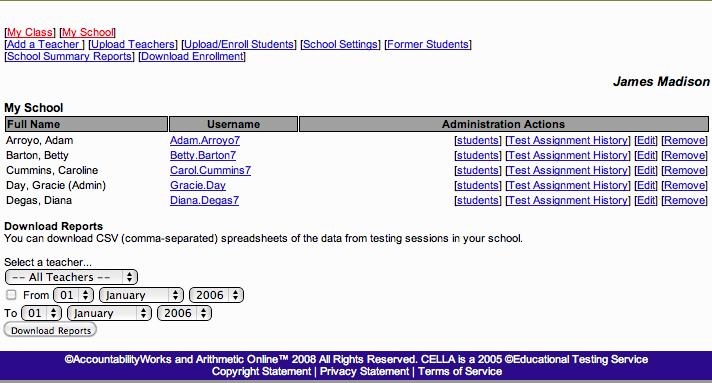 E. My School This is the main page that the administrator uses to access most functions.