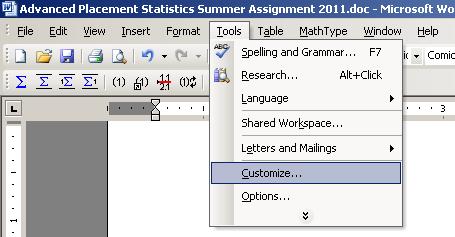 How do get Equation Editor for Word 2003 When typing your