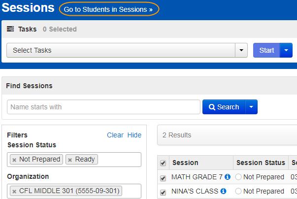 If you have access to multiple schools, under Organization, select the schools you want to view. Under Test, select a test(s), such as Grade 07 Mathematics MCA.