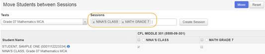 the student to or select the field to view all available test sessions for that grade and subject. Select the test session.