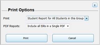 Printing Reports in the ORS Print PDFs of ISRs from the Student Roster Report Page Using the Print tool, you can generate PDFs of individual student reports for all the students listed on the Student