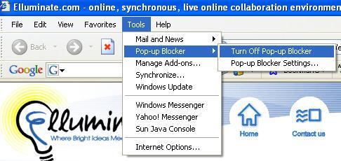 Turning Off Pop-Up Blocker A Pop-up Blocker works in conjunction with your internet browser and is designed to block unwanted messages from popping up on the screen while you are