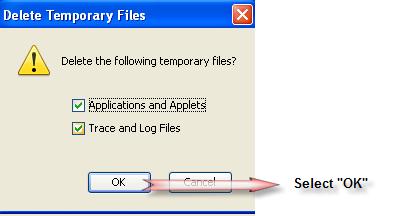 5. This will open a Delete Temporary Files dialog