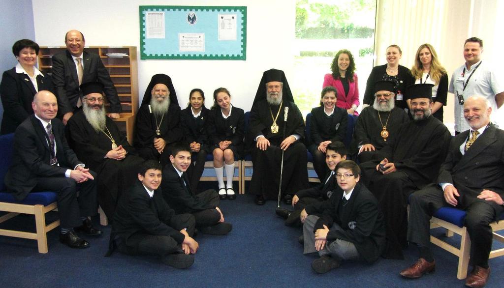 Archbishop Chrysostomos II was very impressed by the fact that the community had at last secured and established a Greek Orthodox Secondary school here in the UK and wished both staff and students