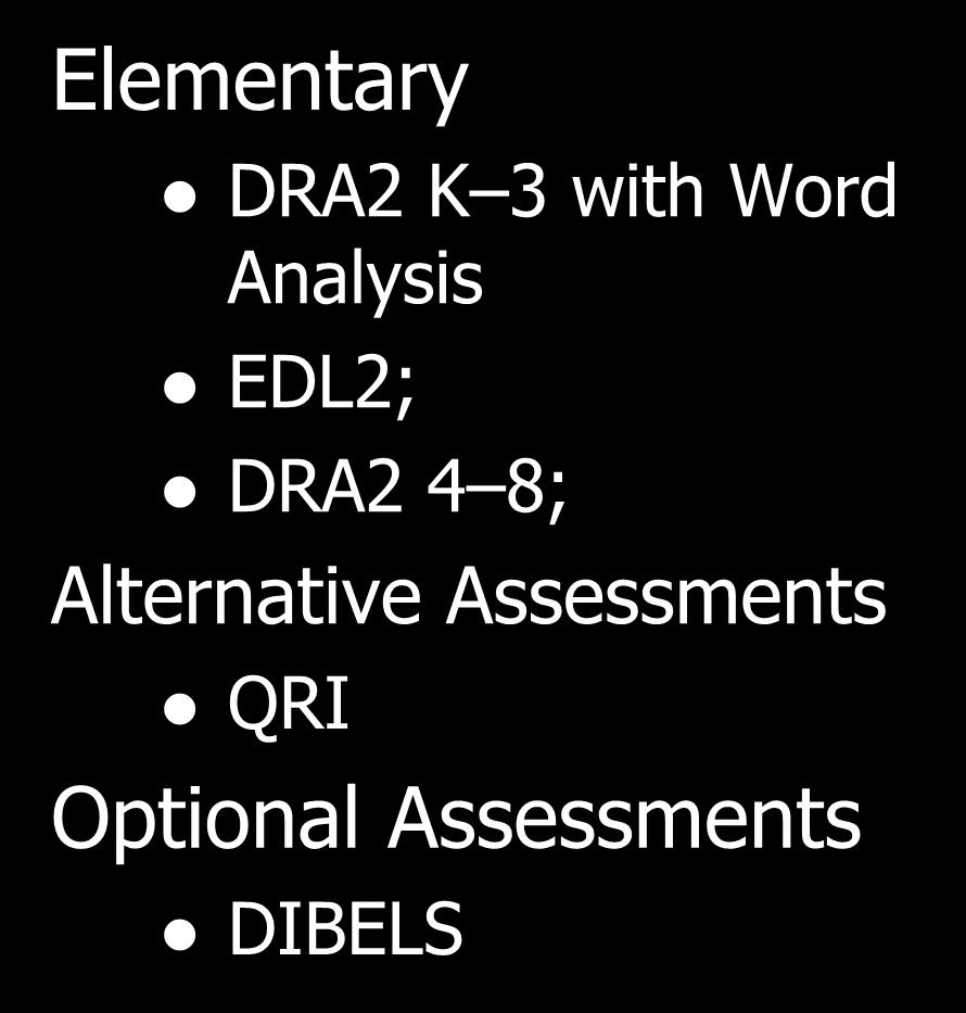 DPS Assessments for CBLA Elementary DRA2