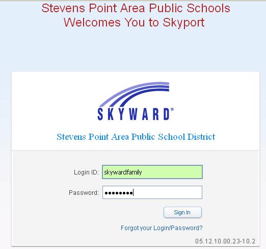 Schools main page, choose the Parents, then Skyward Family Access link from the