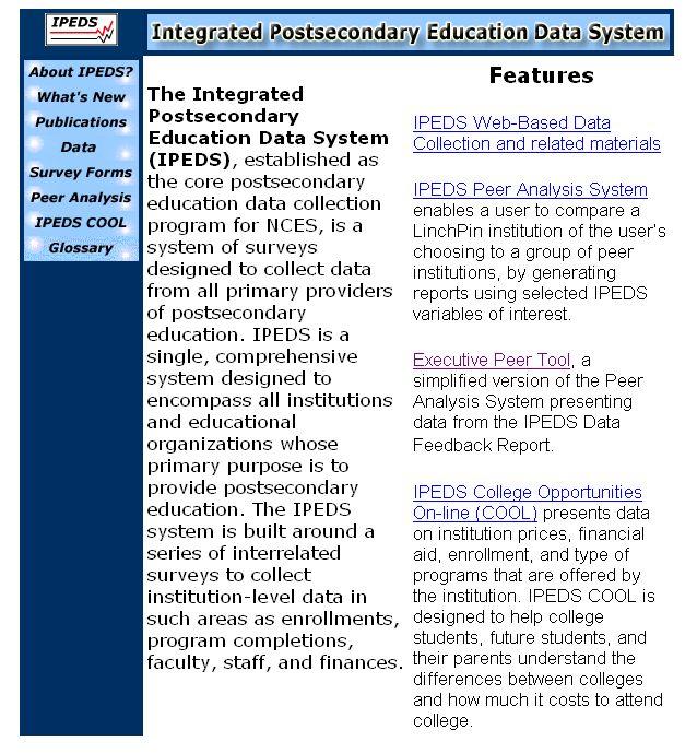 1: Access ExPT from IPEDS Home Page