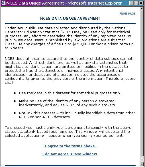 2: Data Usage Agreement After reviewing you must agree to
