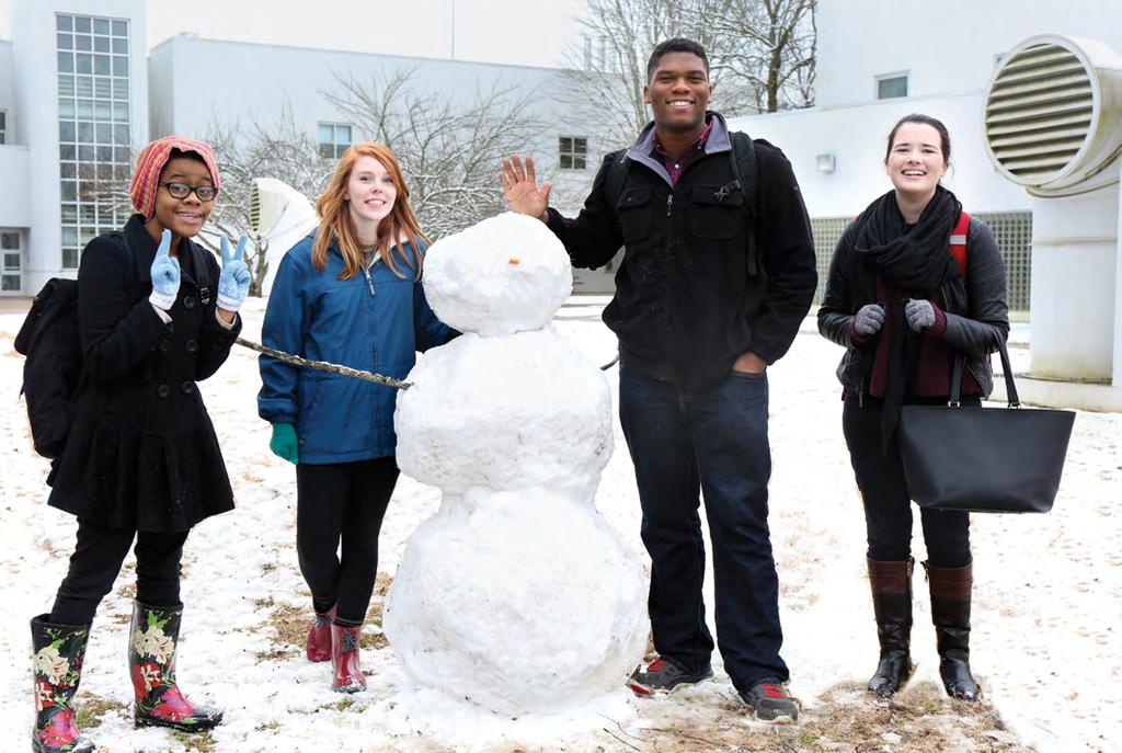 A rare snow in East Tennessee finds friends coming together at Pellissippi State s Hardin Valley Campus.