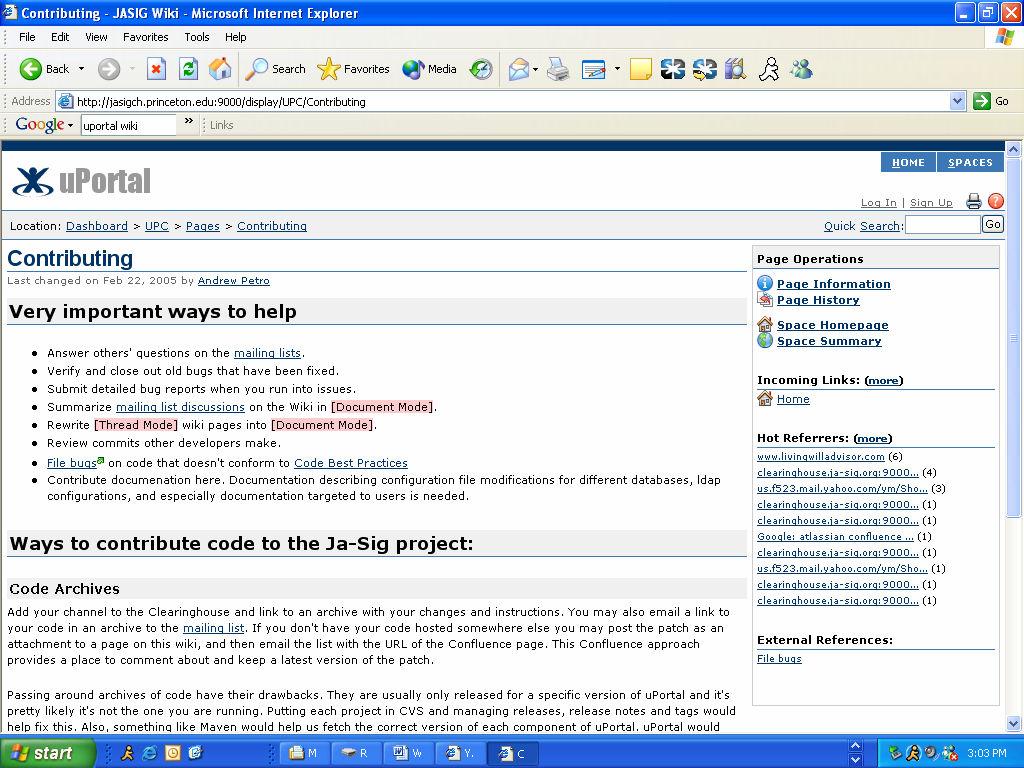 ISEDJ 4 (78) Dwyer and Malani 6 quickly post issues, problems, and bugs, and remove them from the list as they are resolved. An example is a wiki dedicated to supporting UPortal: http://jasigch.