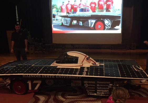 The Solar Car Team discussed and showed the importance of collaboration, using the design process, and modifying designs.