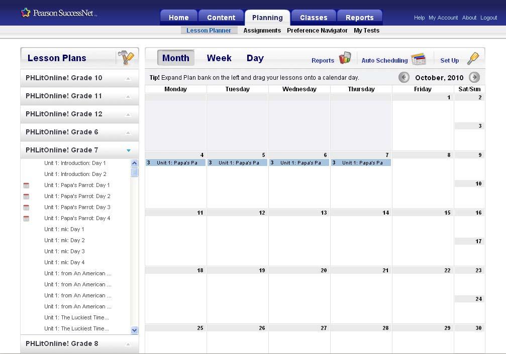Teacher Management Tools The online lesson planner allows you to drag and drop