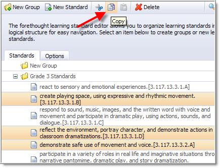 Drag & Drop Method Groups and Standards can be moved to a different location by a drag-and-drop method.