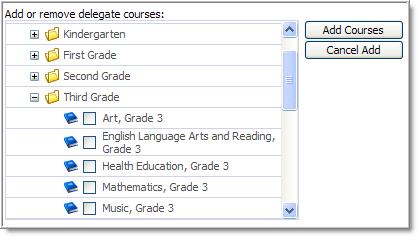 Using the course tree, check the courses the delegate needs to have rights to edit. You can select more than one course at this step. 4.