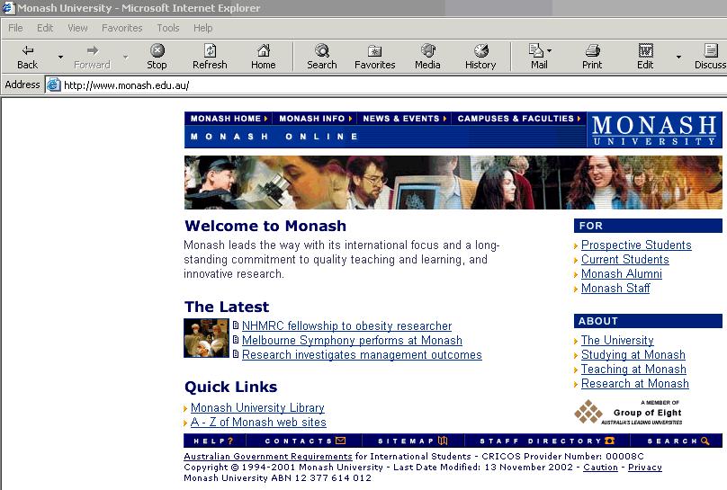 Monash University s Central Web site @