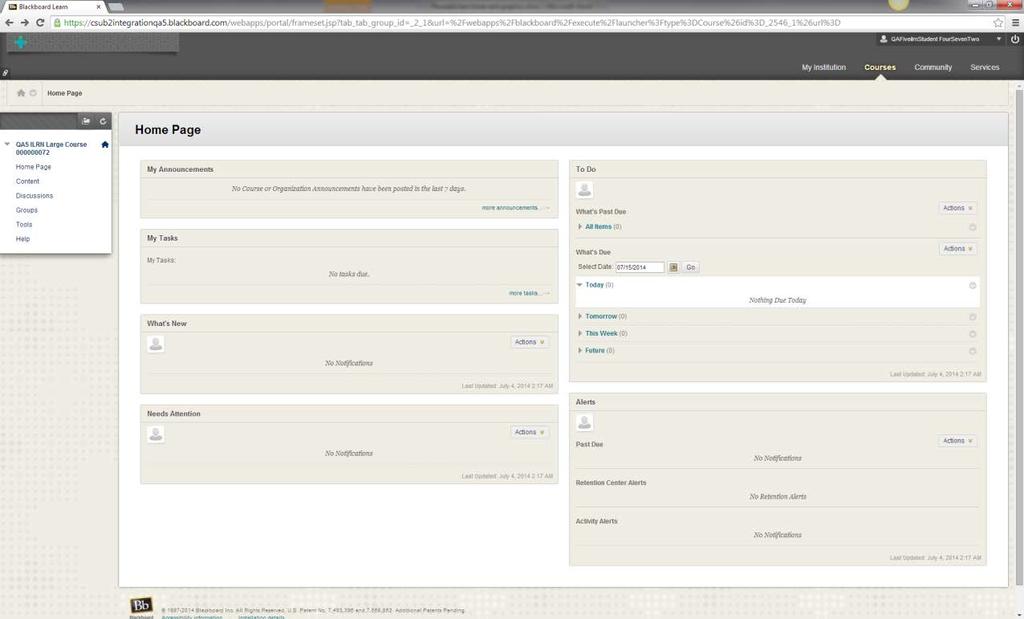 3. On your Blackboard Learn Homepage, click on the Content Tab.
