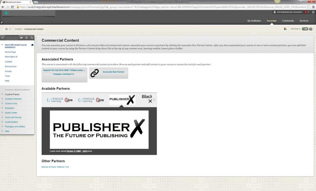 14. If you wish to add other content, click on the Partner Content Dropdown menu, and select Commercial