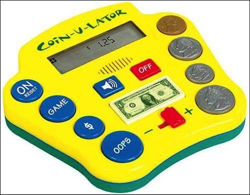 Coin-u-lator The Coin-u-lator is a hand-held, coin-counting calculator that makes counting money fun and easy.
