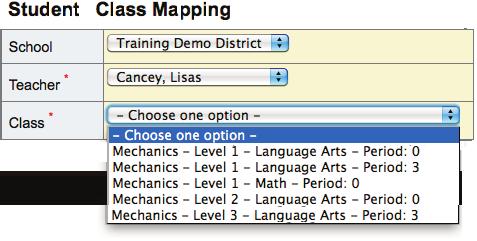 Mapping Students Students must be mapped to a class. Otherwise, they will not appear in progress reports.