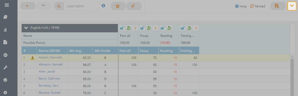 Re-size the Gradebook Menu and Header Rows To re-size the Gradebook Menu and Header Rows at the same time, do the following: To minimize the Gradebook Menu and Header Rows, click the up arrow at the