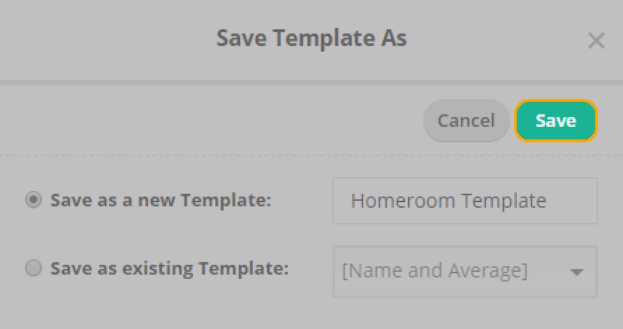 An unsaved custom template appears in the template drop-down list as [Custom] until you save it with a new name.