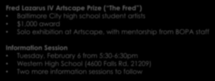 Artscape The Fred Prize Deadline to Submit Application: Sunday, April 15 (Artscape.