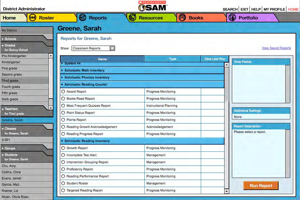 Viewing Reports When the report is selected and run, it appears in the Reports Index. Click the column headings to sort the results. The PDF of the report will reflect the sorts made.