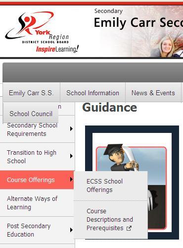 ECSS COURSE OFFERINGS AND COURSE DESCRIPTIONS FOR NON-YRDSB STUDENTS Visit our Emily Carr