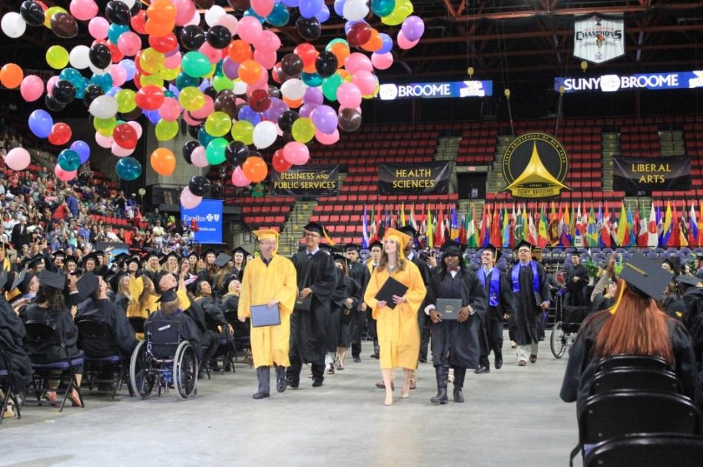 All About SUNY Broome Community College Students and Graduates More than 45,000 alumni; 1,194 degrees awarded in 2014-15 with 875 graduates (73%) from Broome County 262 Business & Public Services,