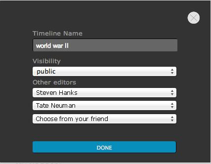 Figure 1. Add new timeline pop-up Compare List Feature The Compare list empowers users to explore the intersection areas between timelines.