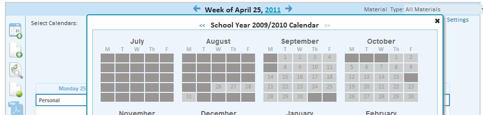 Deleting, Viewing, and Copying Calendar Materials Once an item has been placed on the calendar it is possible to make changes to it directly from the calendar.
