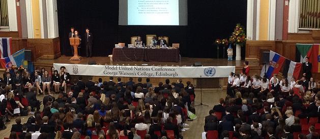 Pupils worked in committees, debating wide-ranging world issues including human trafficking, Ebola, hacking and the Middle East.
