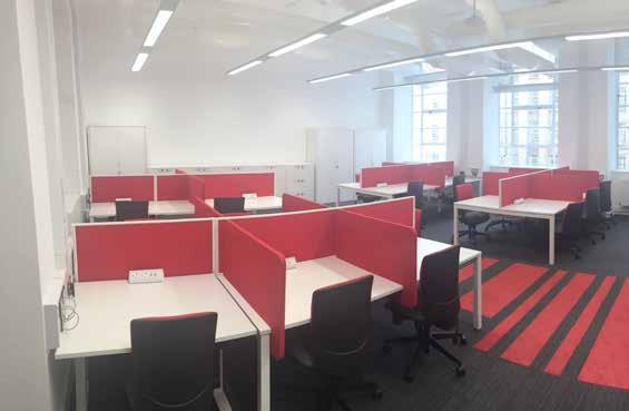 18 16 AVERAGE Office OFFICE space AREA per PER FTE FTE The main entrance into the workspace comprises a kitchen and social area which increases the possibility of chance meetings and interaction.