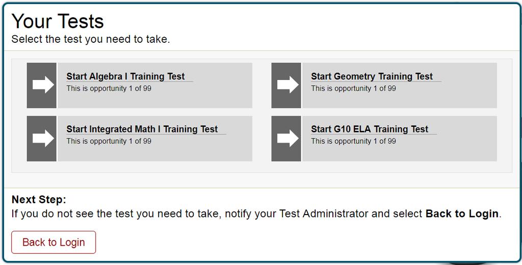 Signing in to the Student Testing Site To verify personal information: If all the information is correct, students select Yes. The Your Tests page appears.