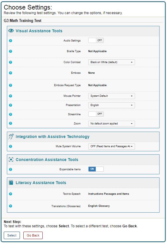 Signing in to the Student Testing Site If a student s required test is inactive or not displayed, the student should click Back to Login.
