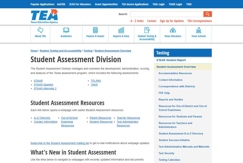 Texas Education Agency Website http://tea.texas.