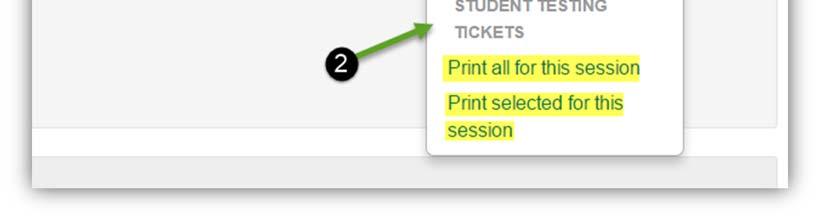 Click on how you want to print the tickets (see next page for further details) Resources o Proctor Testing Ticket this only appears when you have a Read-Aloud Session o Scheduled Sessions