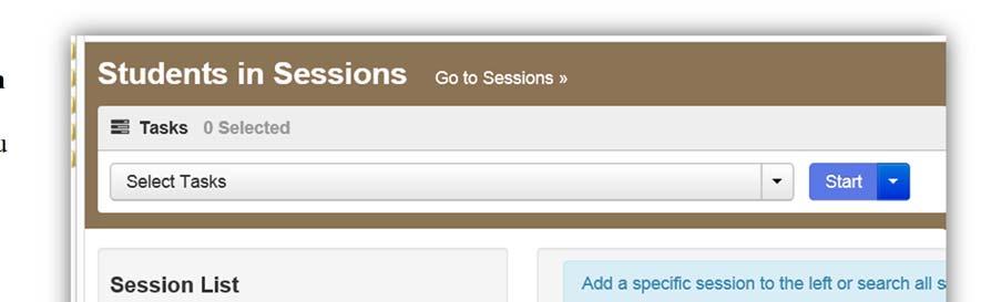 On the left side of the screen there is a Session List. Select the session name you wish to print tickets for.