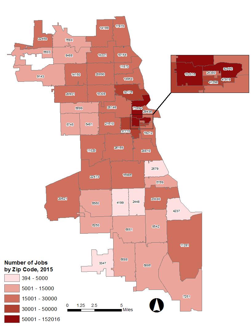 Location Private Sector Jobs 1970-2015 Map 7: Total Number of Private Sector Jobs by Zip Code in Chicago, 1957 Map 9: Total Number of Private Sector Jobs by Zip Code in