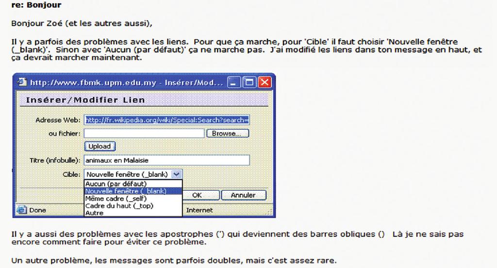 Raising Exposure and Interactions in French through Computer - Supported Collaborative Learning Fig. 1: Online technical help imbedded in the lecturer s response Fig.