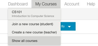 About the Main Menu Dashboard Shows a calendar view of the course due dates and a list of course announcements My Courses Choose a current course to go directly to it Create a new