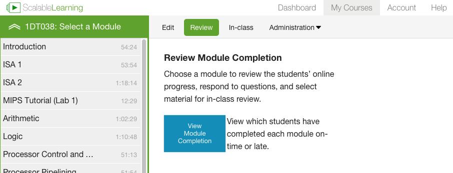Reviewing Student Online Progress Before each class meeting you will want to review how students did on the online quizzes and what questions they had about the material.