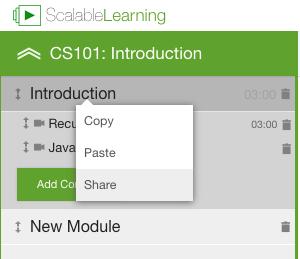 Sharing Courses with Other Teachers You can share a copy of your course content with other teachers. 1. Go to the course by choosing it from the Courses menu. 2.
