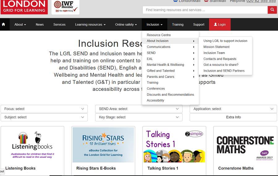 Launched April 2018 - New Inclusion Website www.included.lgfl.