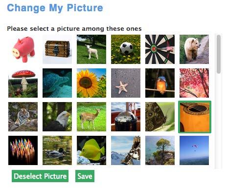 3.3.1 Change My Picture When you click on Change My Picture you can select a few avatars available to you to personalise your