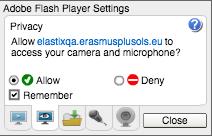 In the second tab or Privacy tab in the Adobe Flash Player Settings, click on Allow, check the box Remember and then click on Close.