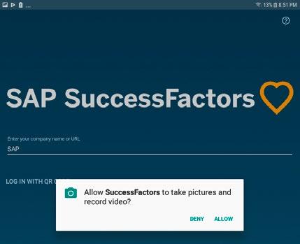 5. Go to your Android tablet and open the SAP SuccessFactors app.