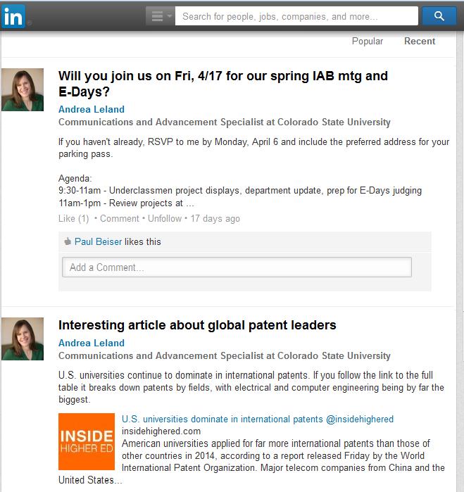 Action item: Expand the department's LinkedIn presence to advance
